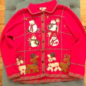Embroidered Christmas cardigan! Ugly sweater party